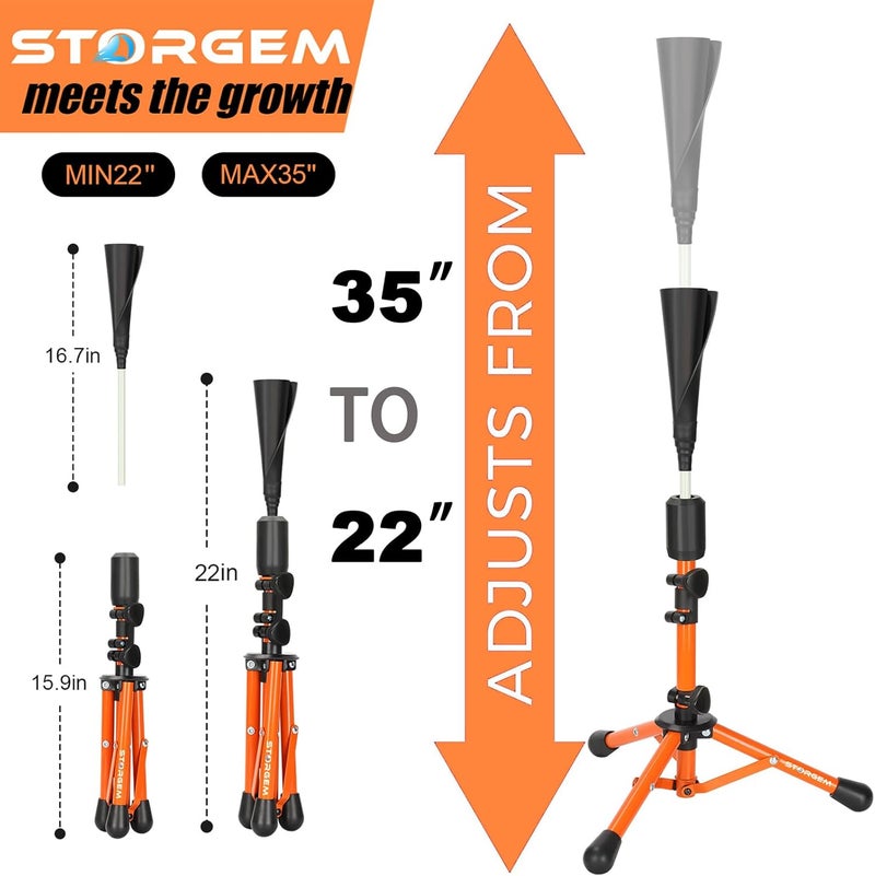 Storgem Baseball and Softball Tee,Batting Tee for Kids,Baseball Tees for Hitting,T Ball Training Stand,Easy Height Adjustment - Image 2